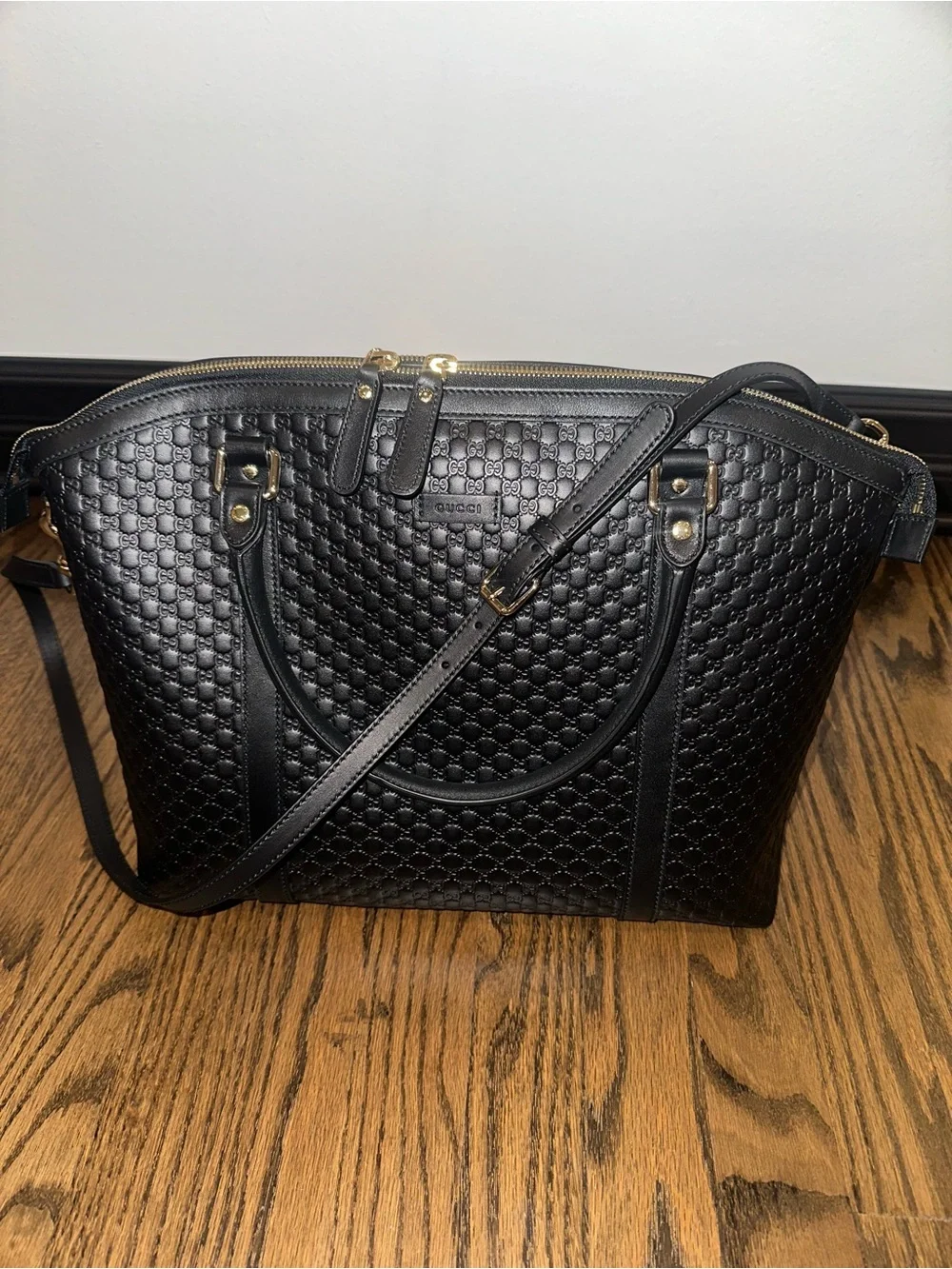 NWT Gucci Black Microguccissima Leather Large Satchel